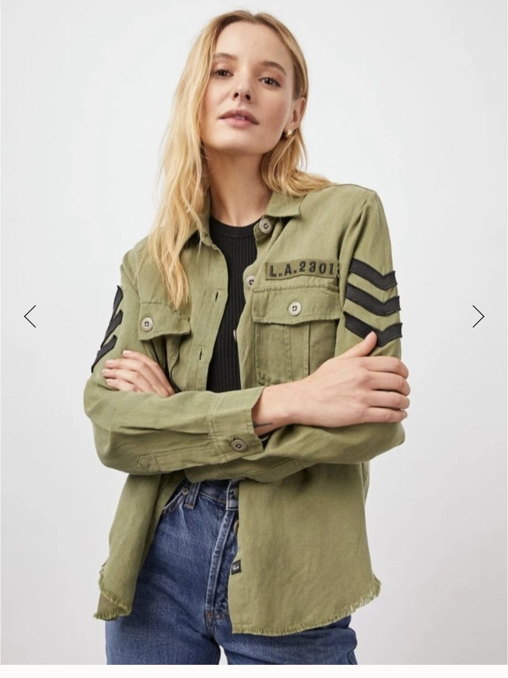 Olive Military Shirt Jacket - Women’s Casual Button-Front